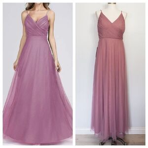 EVER PRETTY 7369 purple orchid spaghetti straps v neck tulle maxi dress 12